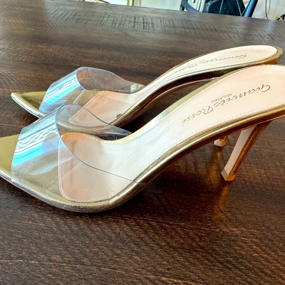 Gianvito Rossi clear and gold heels | 36.5 or 6.5